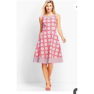 Talbots fit and flare medallion geo print Spring dress size 6